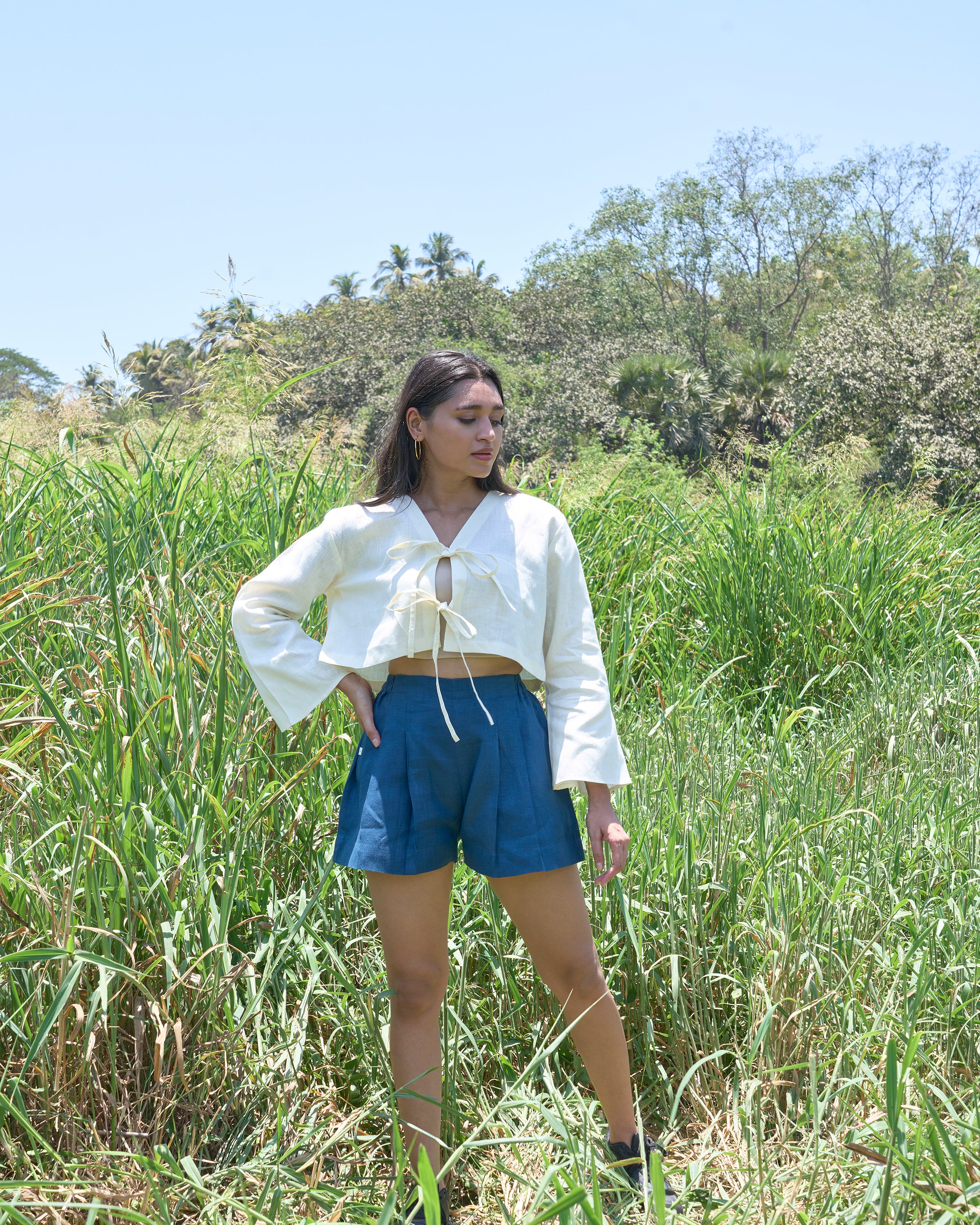 Bowstring Top and Pleated Shorts Set